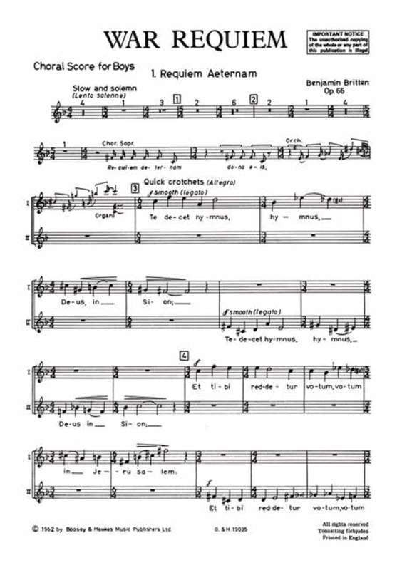 Britten: War Requiem, Op. 66 — Boys' Chorus Choral Score (Boosey & Hawkes)