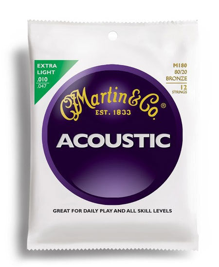 Martin Traditional 80-20 Bronze Extra Light 12 String Guitar String Set (10-47)