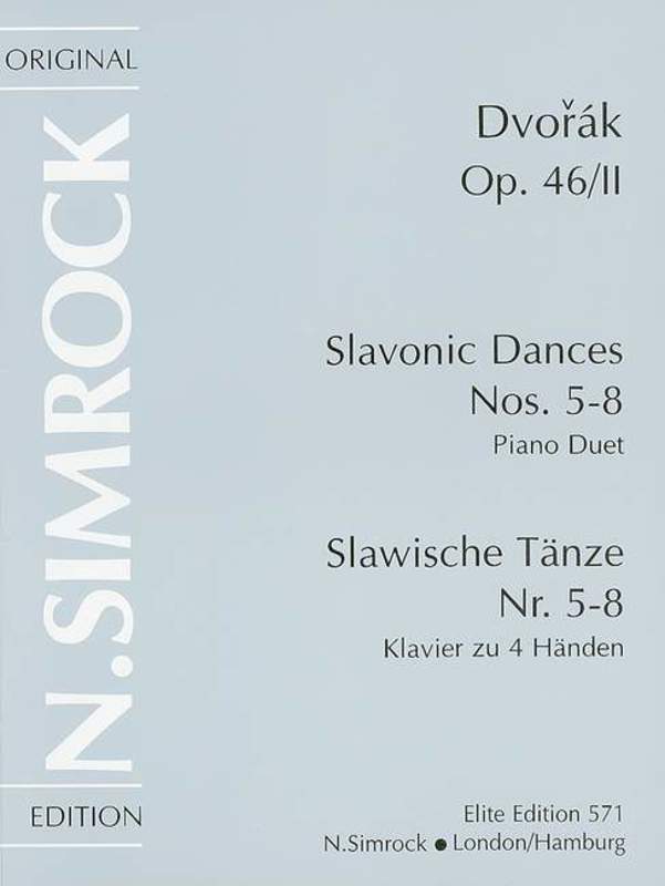 Slavonic Dances Op 46 No 2 (Nos 5-8) Piano Duet Book