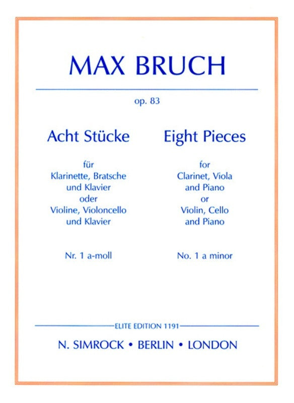 No 1 In A Minor From 8 Pieces Op 83 Violin/Vla/Piano Book
