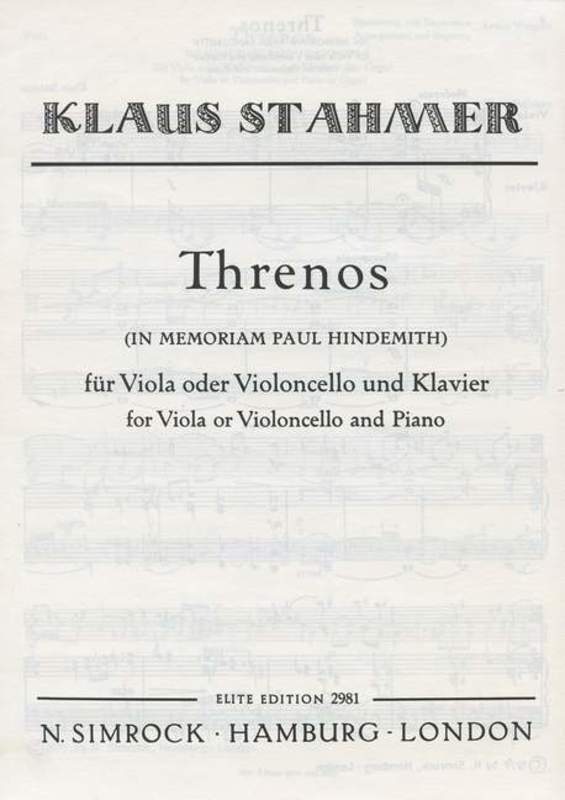 Threnos-Va/Pn Viola Book