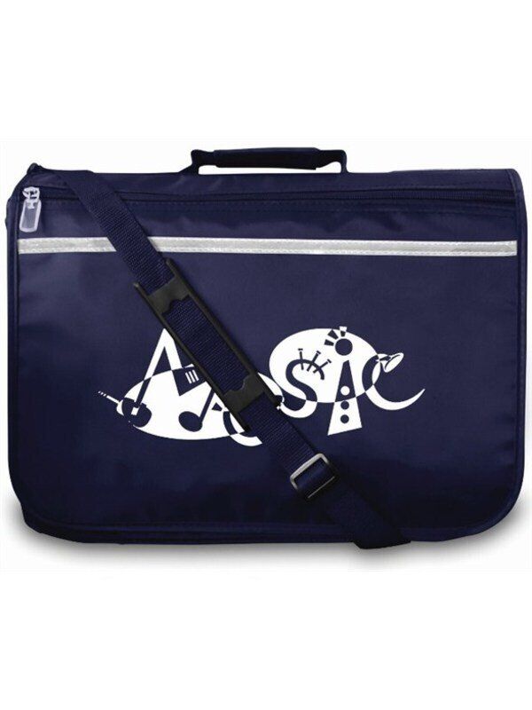 Mapac Excel Music Bag - Navy Blue with Reflective Strip and Detachable Shoulder Strap, Size 37 x 27cm, 9cm Gusset