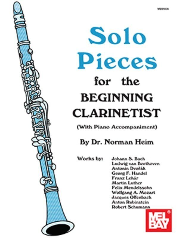 Solo Pieces for the Beginning Clarinetist by Dr. Norman Heim, Mel Bay Publications, 68 pages, suitable for elementary clarinet players.
