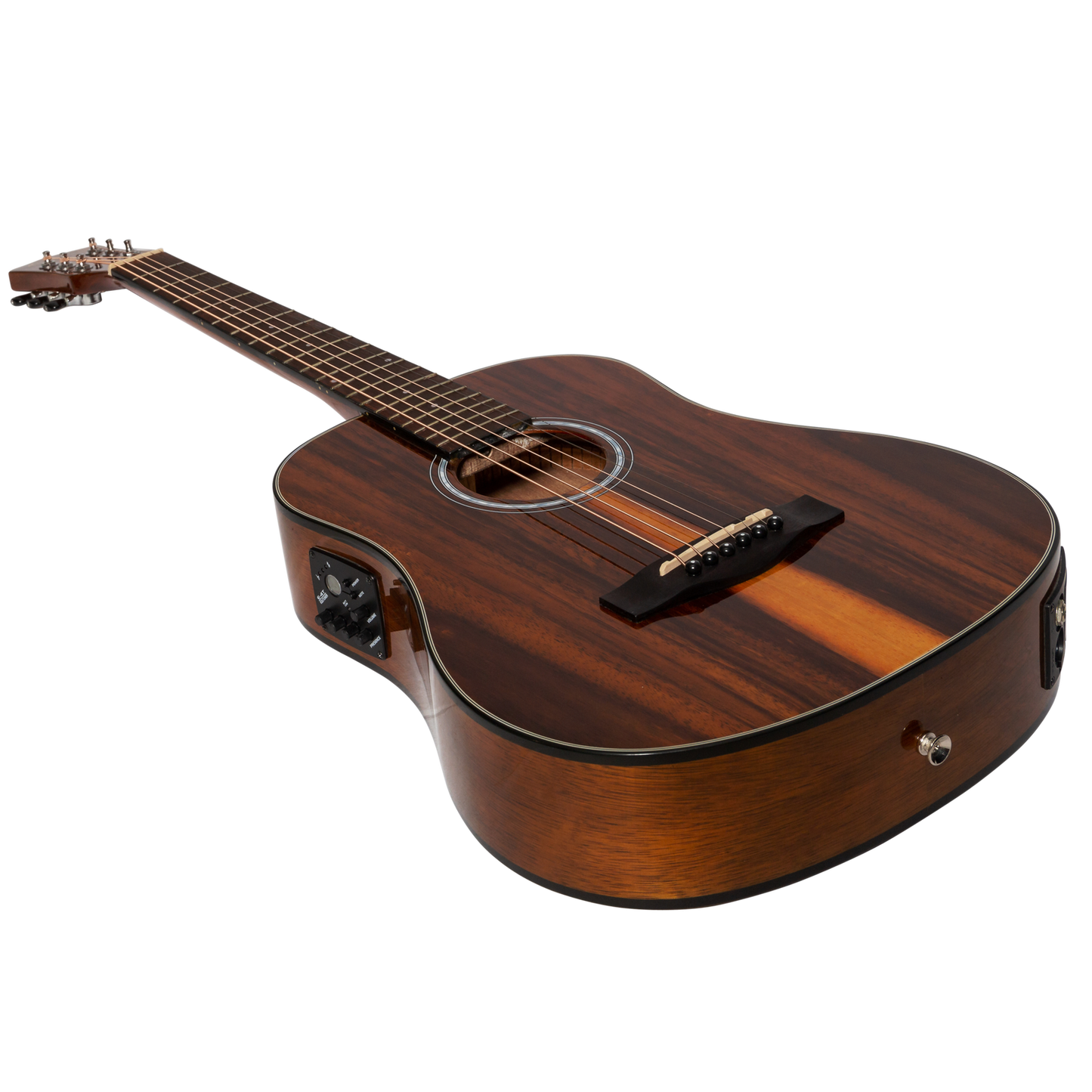 Martinez '51 Series' Acoustic-Electric Babe Traveller Guitar Teakwood Gloss Finish MBT-51G-TK — view 3