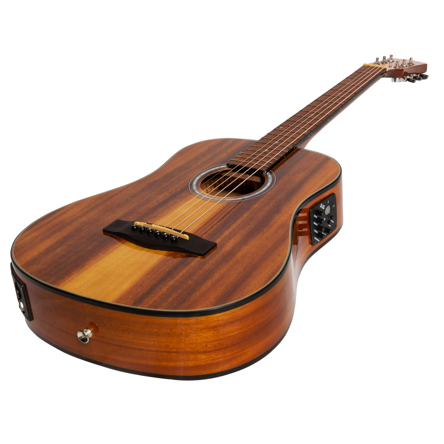 Martinez '51 Series' Left Handed Acoustic-Electric Babe Traveller Guitar Koa Gloss Finish — view 3