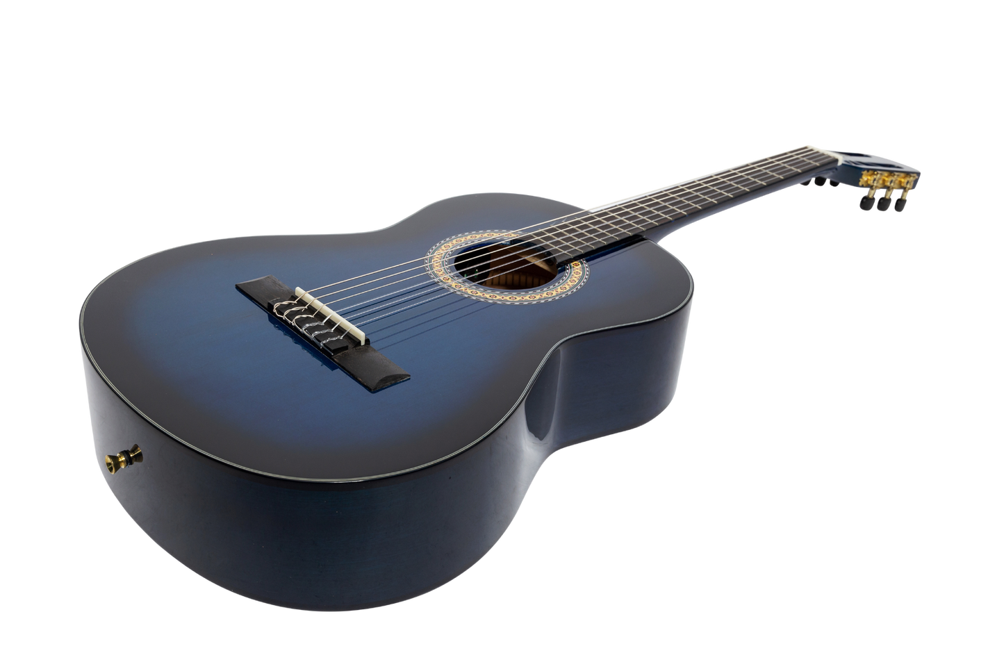 Martinez Slim Jim G-Series 3/4 Size Classical Guitar with Built-in Tuner - Blue Gloss — view 3