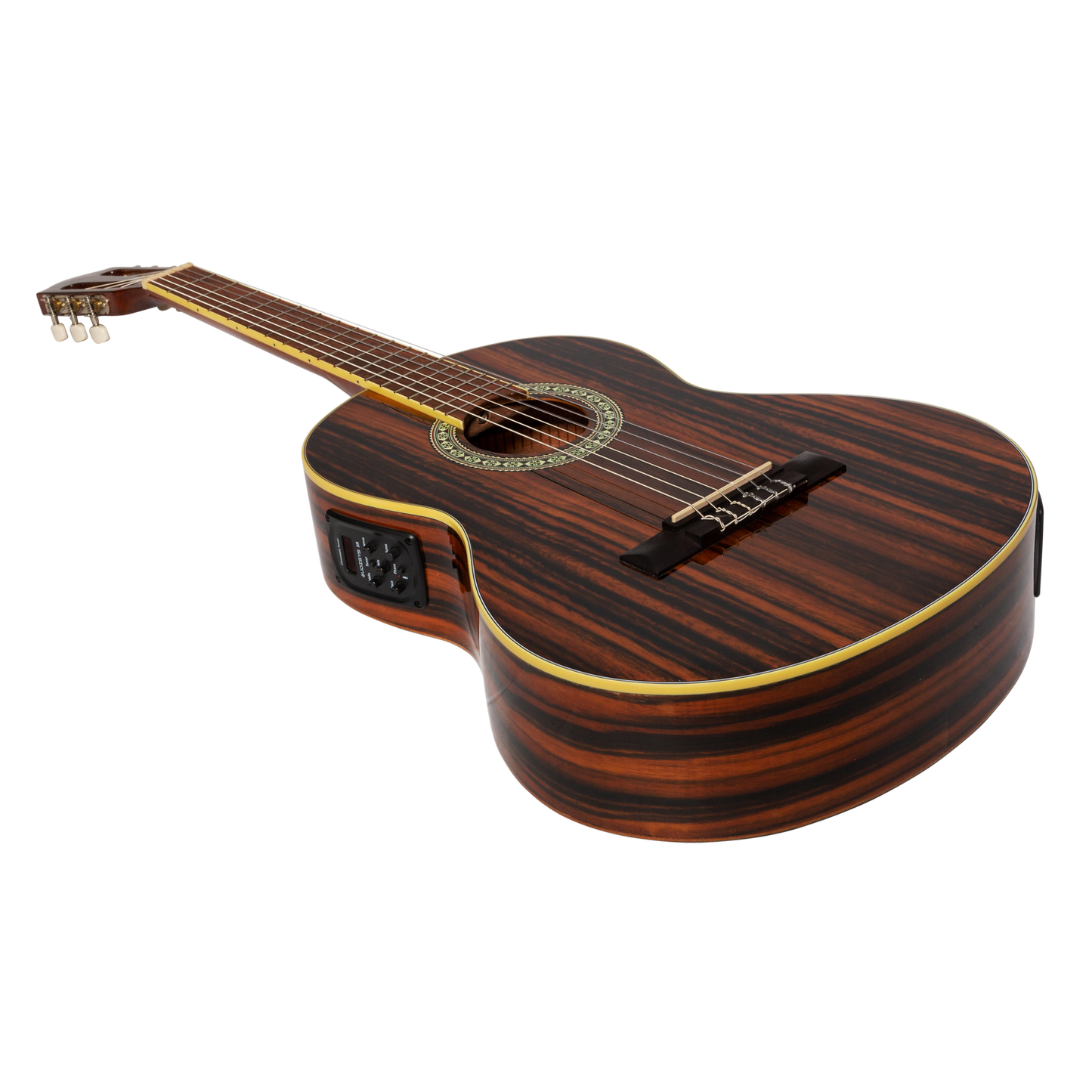 Martinez '51 Series' 3/4 Size Electric Classical Guitar with Built-in Tuner Amara Gloss Finish — view 3