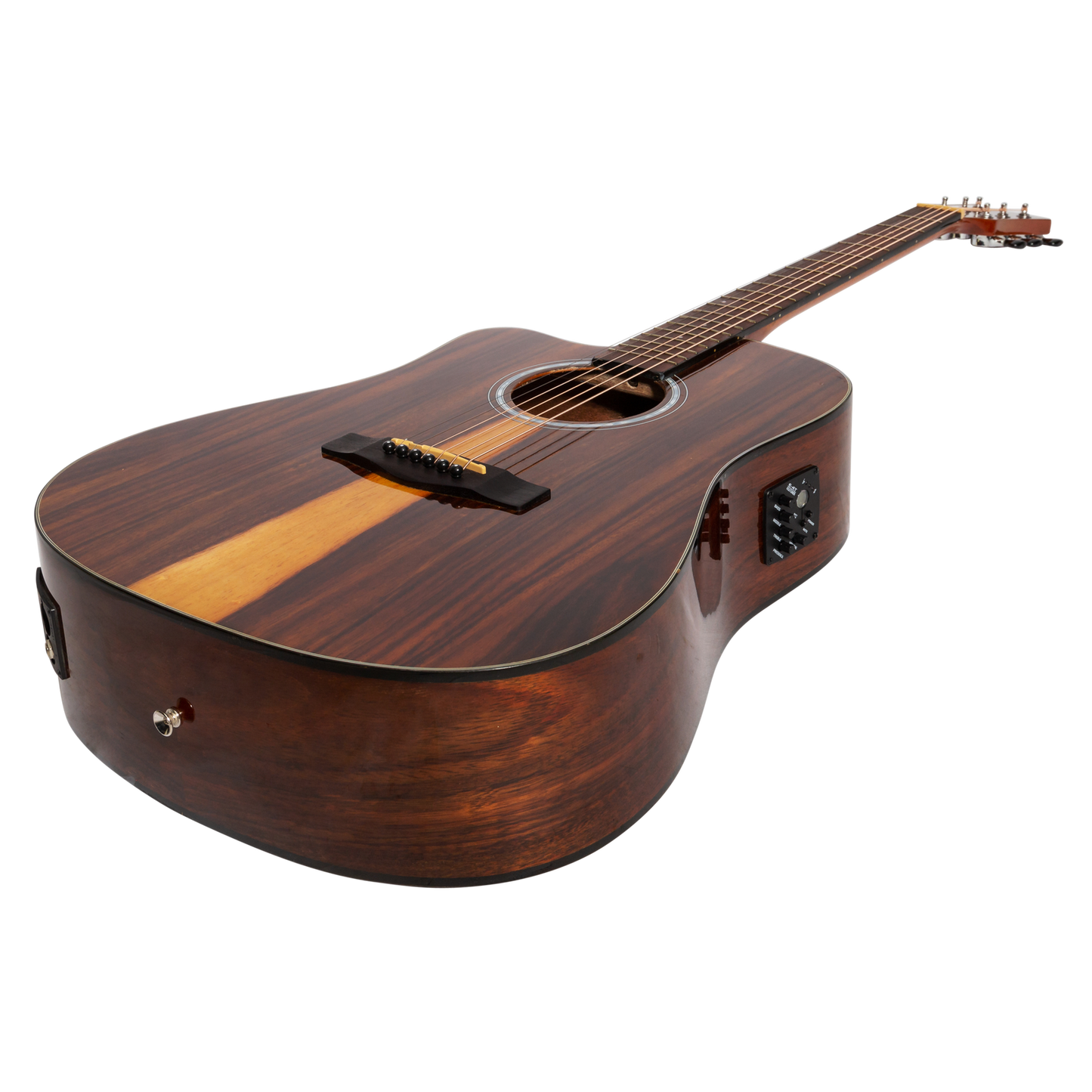 Martinez '51 Series' Left Handed Acoustic-Electric Dreadnought Guitar Teakwood Gloss MDC-51GL-TK — view 3