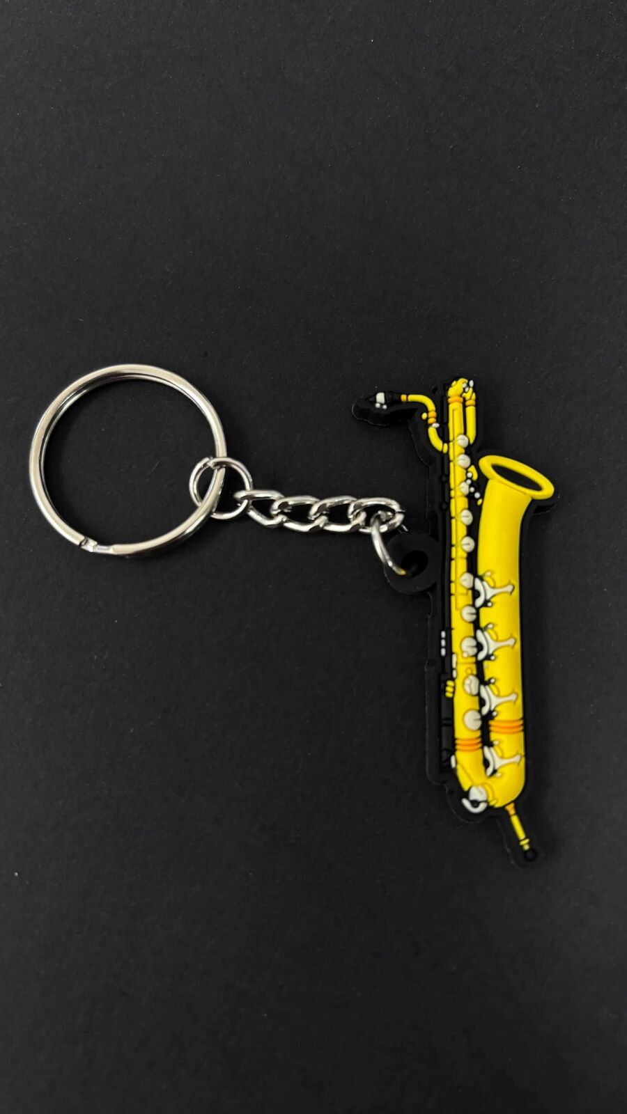 Musician Designer Baritone Saxophone Keyring in Durable PVC with Gift Envelope
