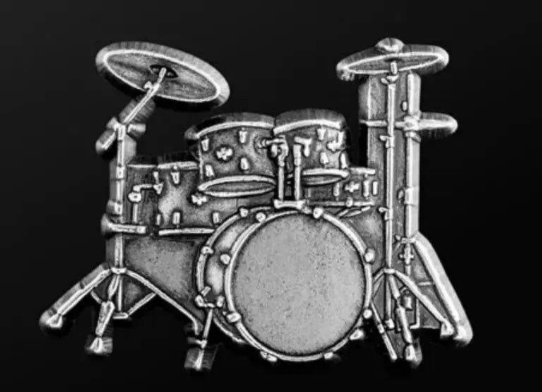 Musician Drum Set Pin Silver