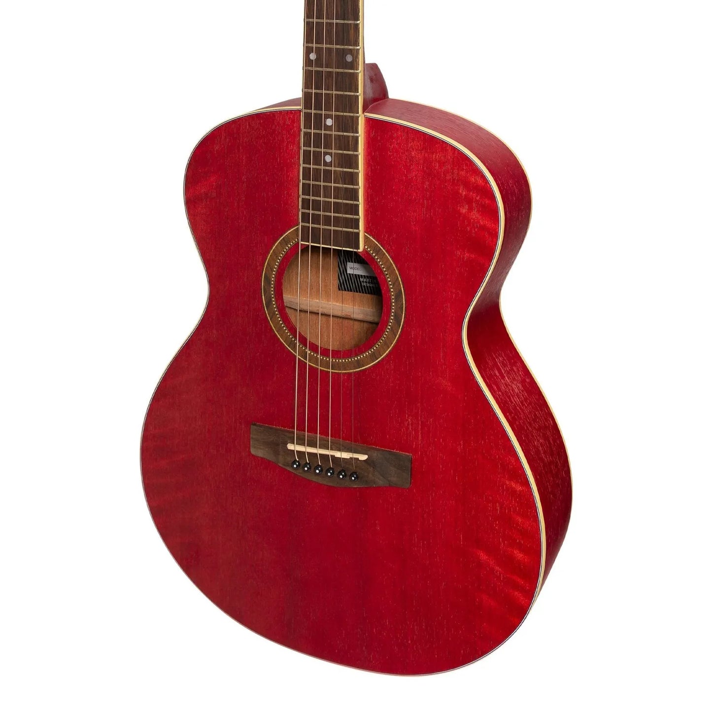 Martinez MF-41-PNK Folk Size Acoustic Guitar in Strawberry Pink, Small Body, 6 Strings, Mahogany Neck, Rosewood Fingerboard — view 4