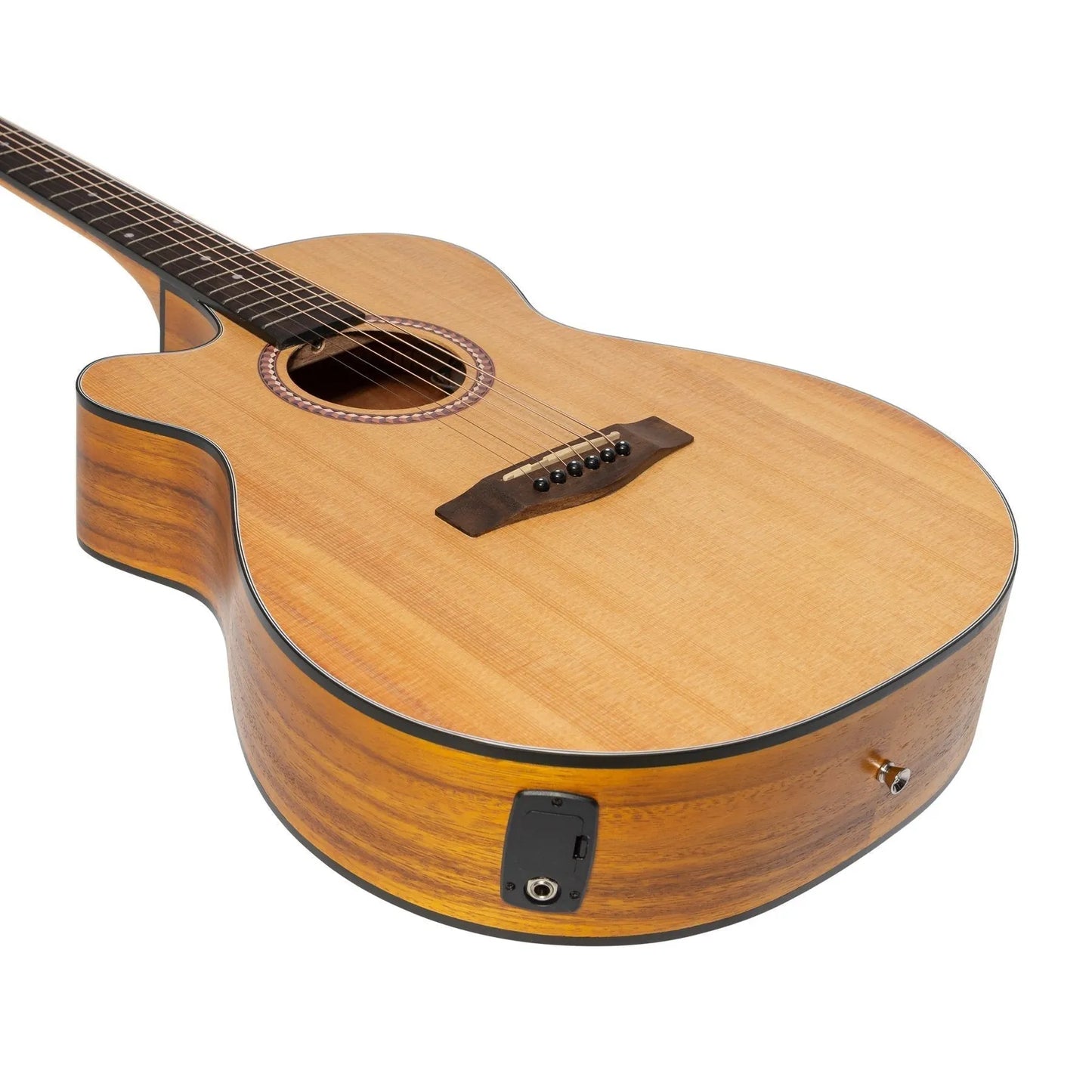 Martinez MFC-41L '41 Series' Left Handed Folk Size Cutaway Acoustic-Electric Guitar Natural Spruce/Koa — view 6