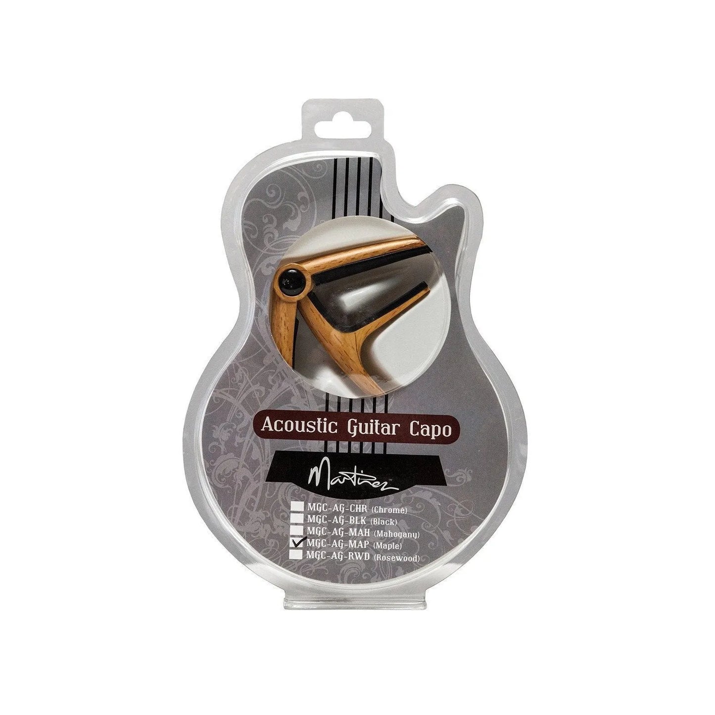 Martinez Deluxe Acoustic Guitar Capo MGC-AG (Maple) - Ergonomic Trigger Grip Design — view 2