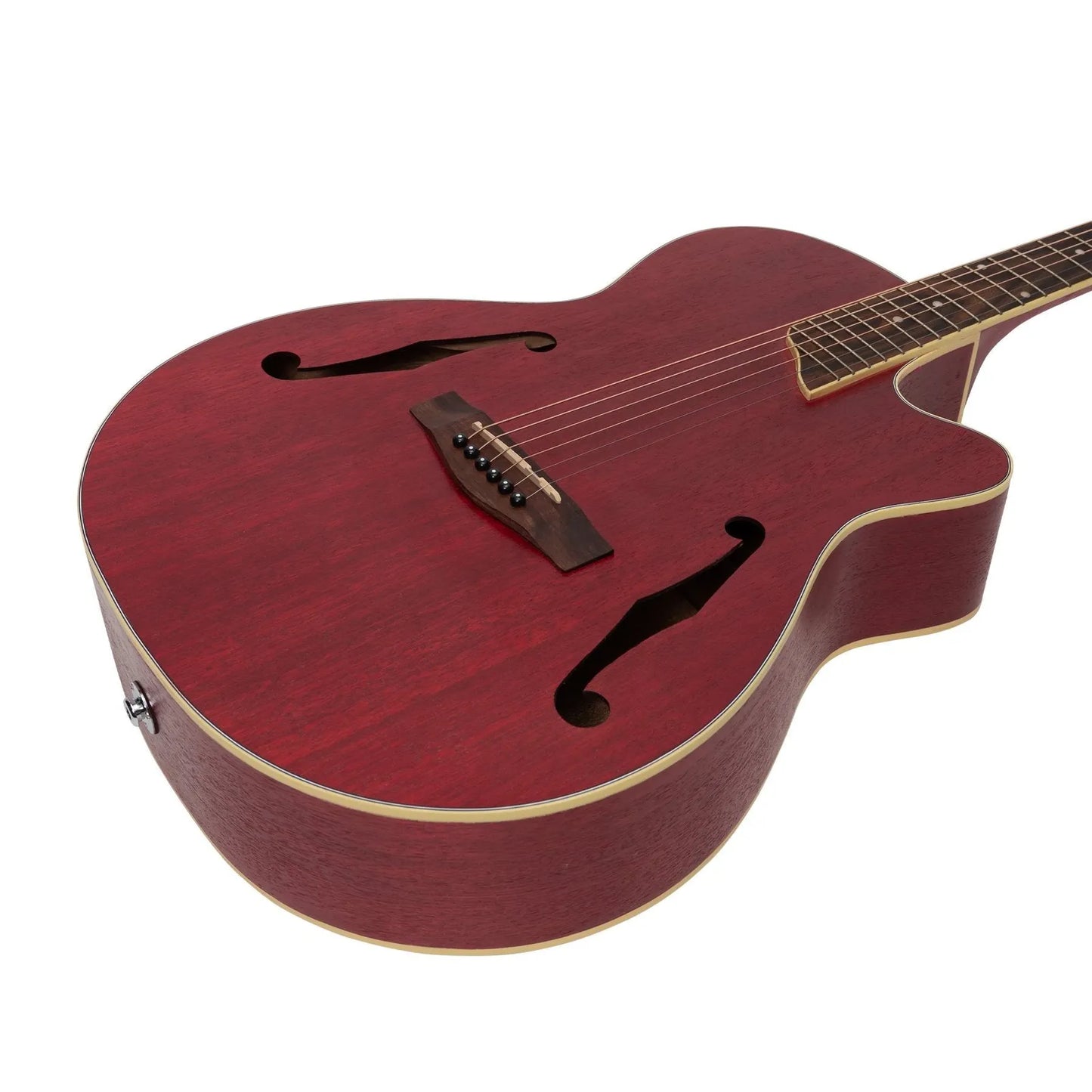 Martinez MJH-3CP-RED Jazz Hybrid Acoustic-Electric Small Body Guitar — view 6