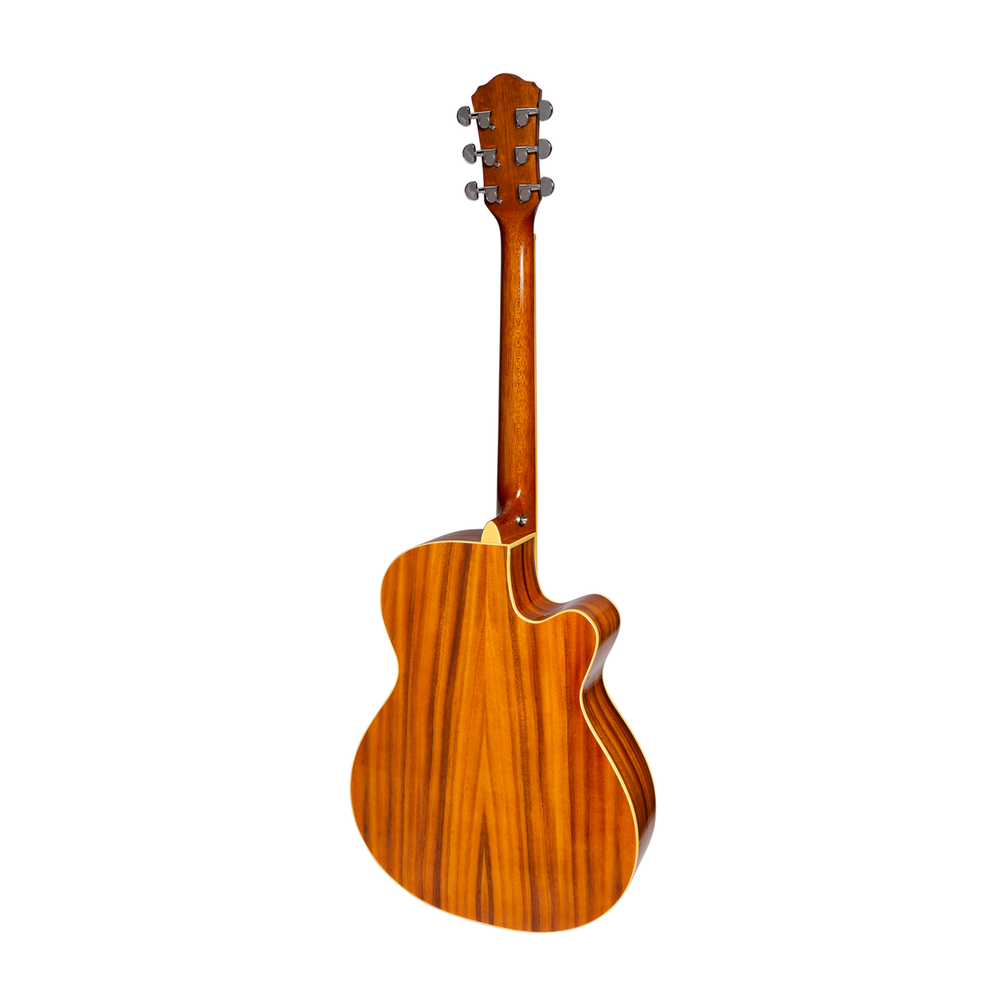 Martinez Left Handed Jazz Hybrid Acoustic-Electric Cutaway Guitar MJH-3CPGL-KOA Natural Gloss Small Body — view 3