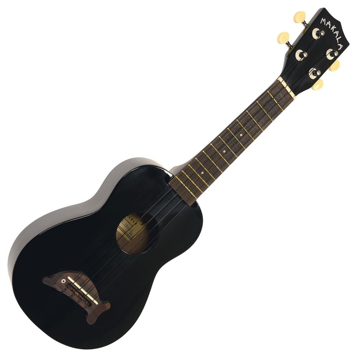 Kala Makala Dolphin Bridge Series Black Gloss Soprano Ukulele with FREE Gigbag
