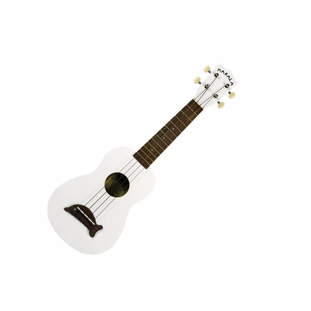 Kala Makala Dolphin Bridge Series White Gloss Soprano Ukulele with FREE Gigbag