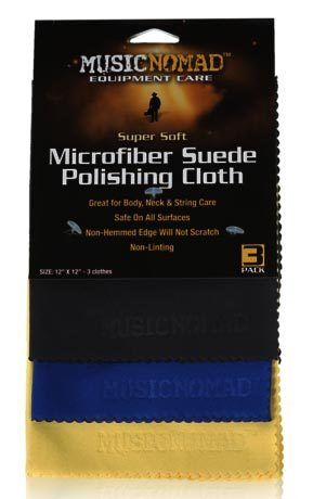 Music Nomad Super Soft Microfiber Suede Polishing Cloth - 3 Pack, 12" x 12", Lint Free, Non-Hemmed Edge, For Electric & Acoustic Instruments