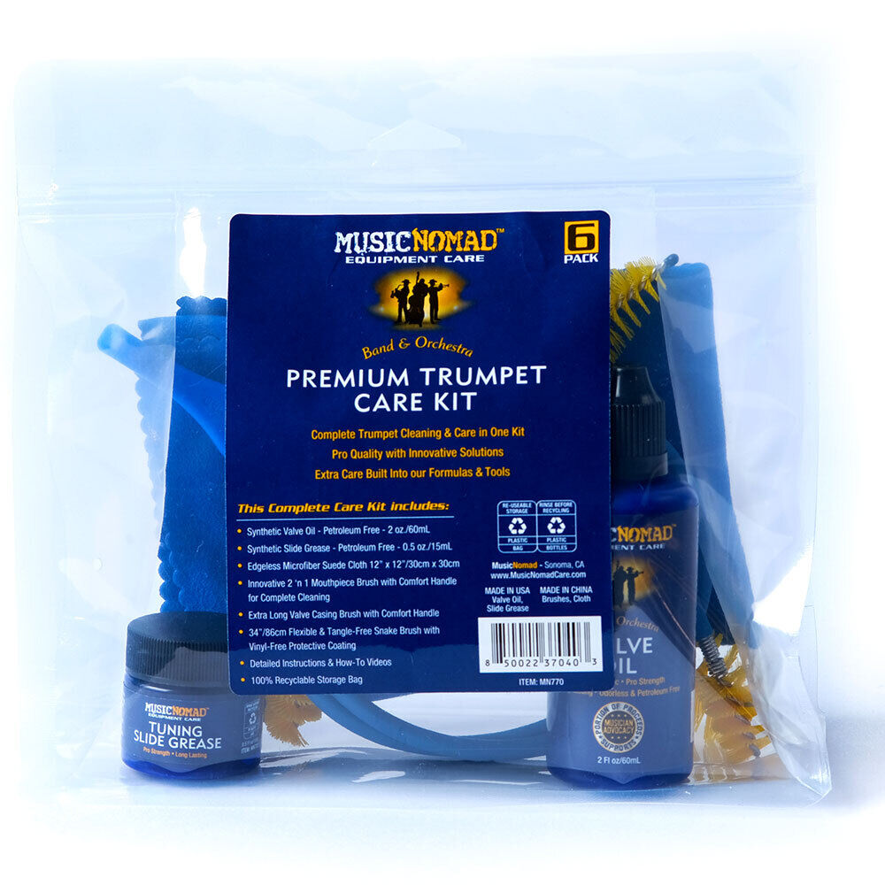Music Nomad Premium Trumpet Cleaning & Care Kit - 6 Piece Set with Innovative Tools and Synthetic Valve Oil — view 2