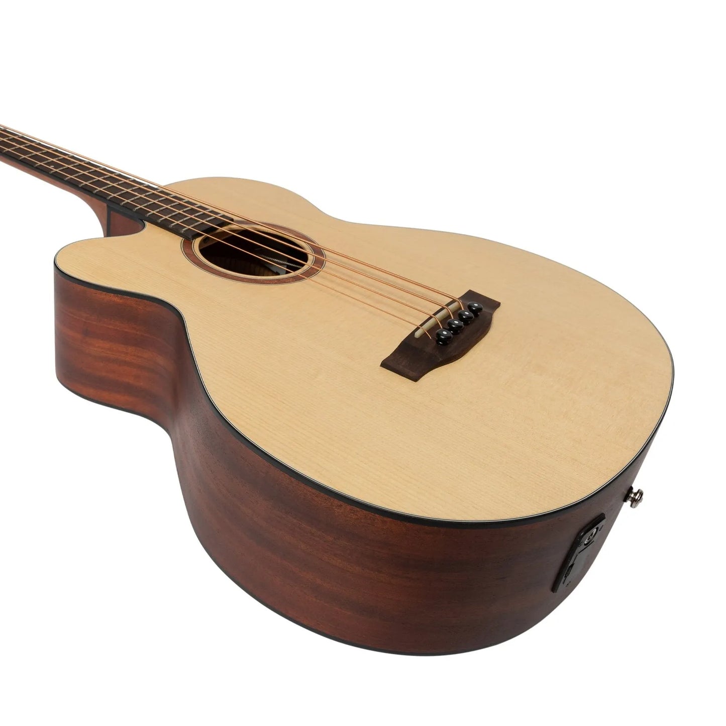 Martinez MNBC-15SL-SOP Left Handed Acoustic-Electric Cutaway Bass Guitar Solid Spruce Top Open Pore Natural — view 6