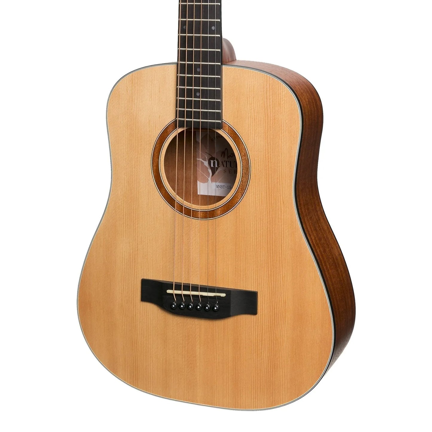 Martinez MNBT-15-SOP Natural Series Spruce Top Acoustic-Electric Babe Traveller Guitar Open Pore — view 4
