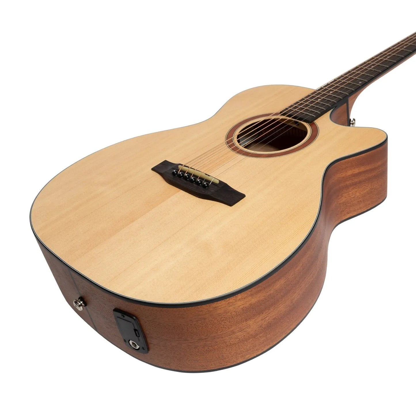 Martinez MNFC-15-SOP Natural Series Spruce Top Acoustic-Electric Small Body Cutaway Guitar Open Pore — view 6