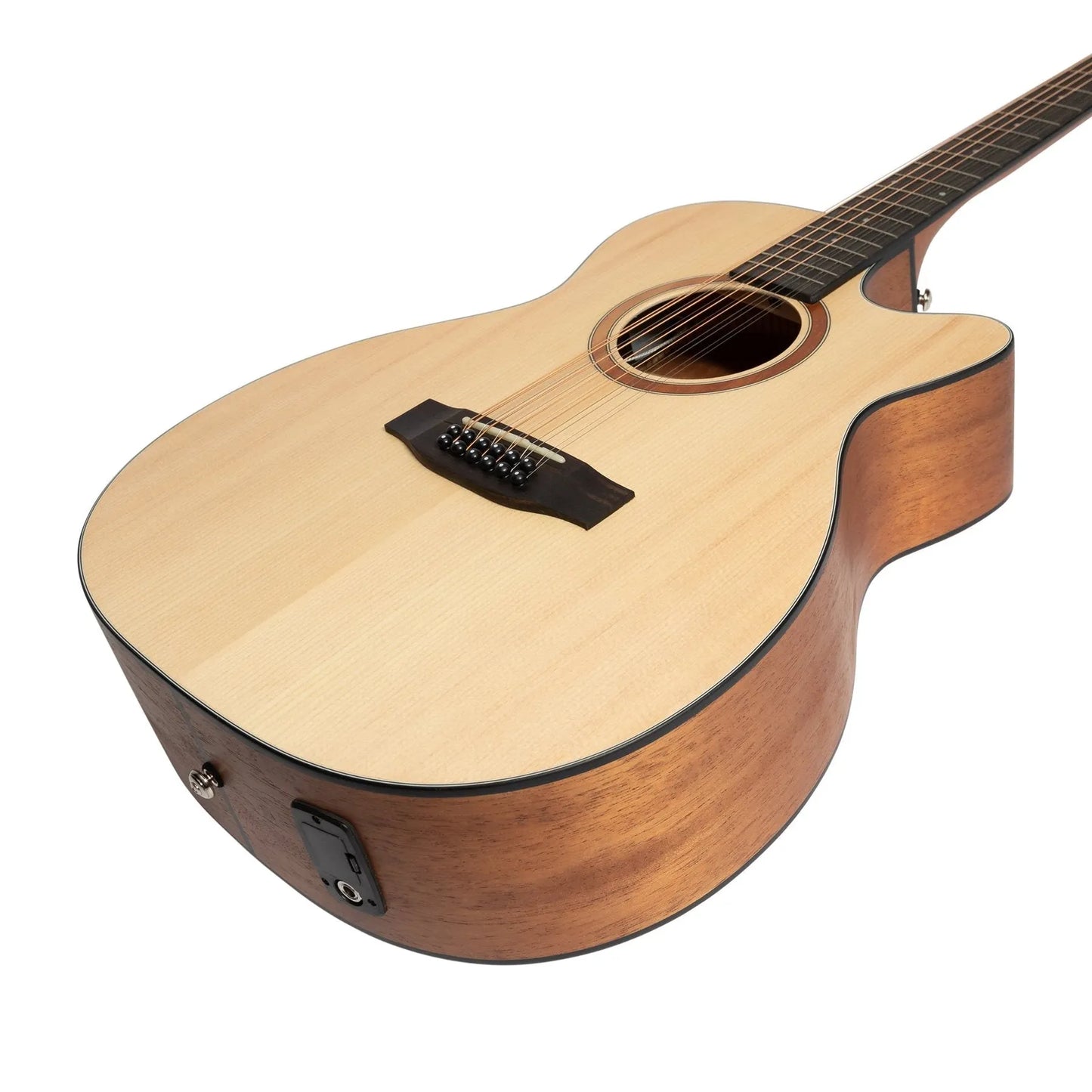 Martinez Natural Series Spruce Top 12-String Acoustic-Electric Small Body Cutaway Guitar MNFC-1512-SOP Open Pore Natural — view 6