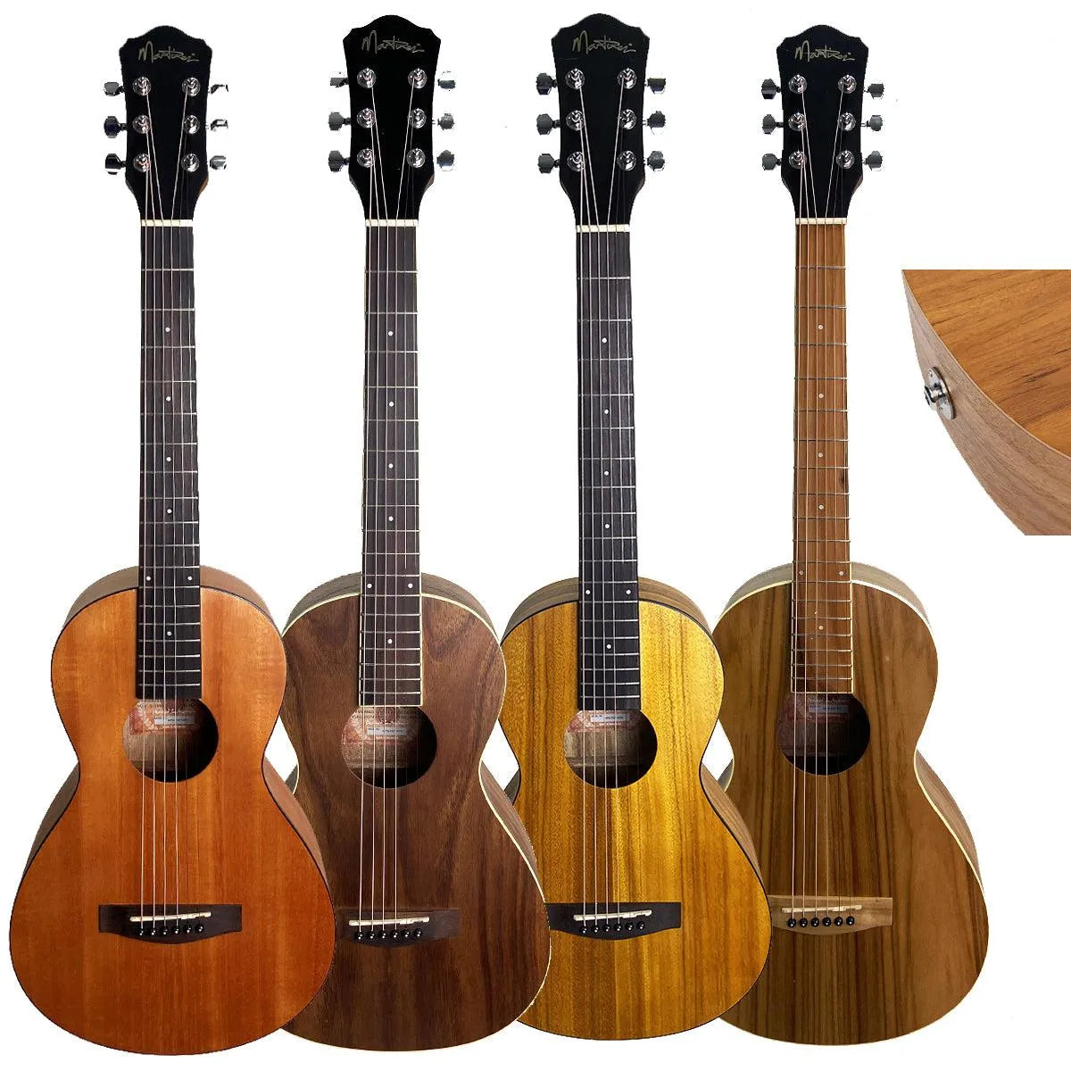 Martinez MPG-P2P Acoustic-Electric Parlour Body Guitar Jati-Teakwood Natural 6-String Small Body — view 3