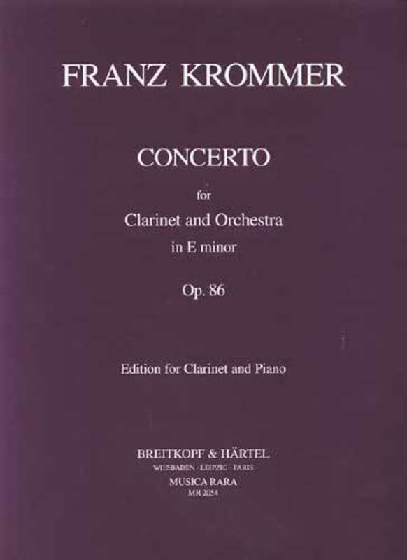 Krommer - Concerto E Min Op 86 Clarinet/Piano (Softcover Book)
