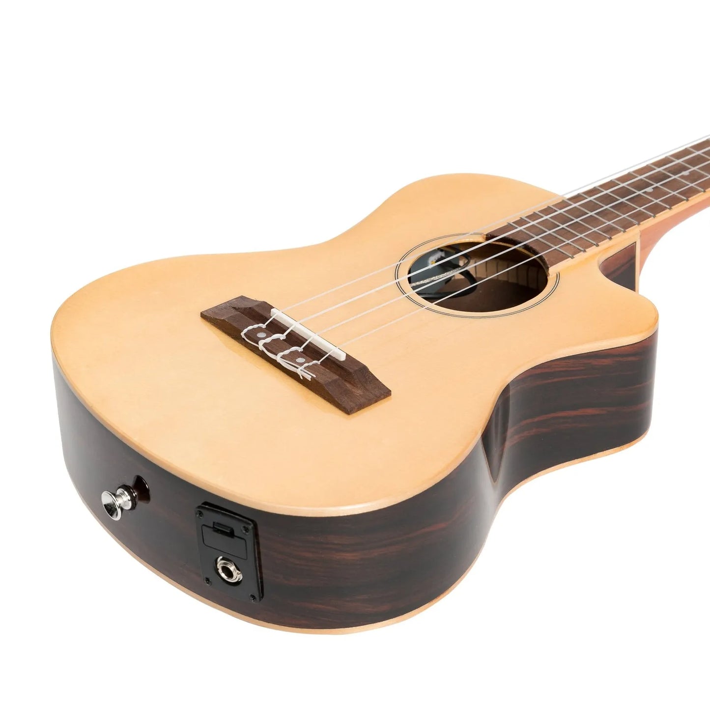 Martinez Southern Belle 7 Series Tenor Ukulele with Solid Spruce Top and Hard Case - Natural Gloss — view 6