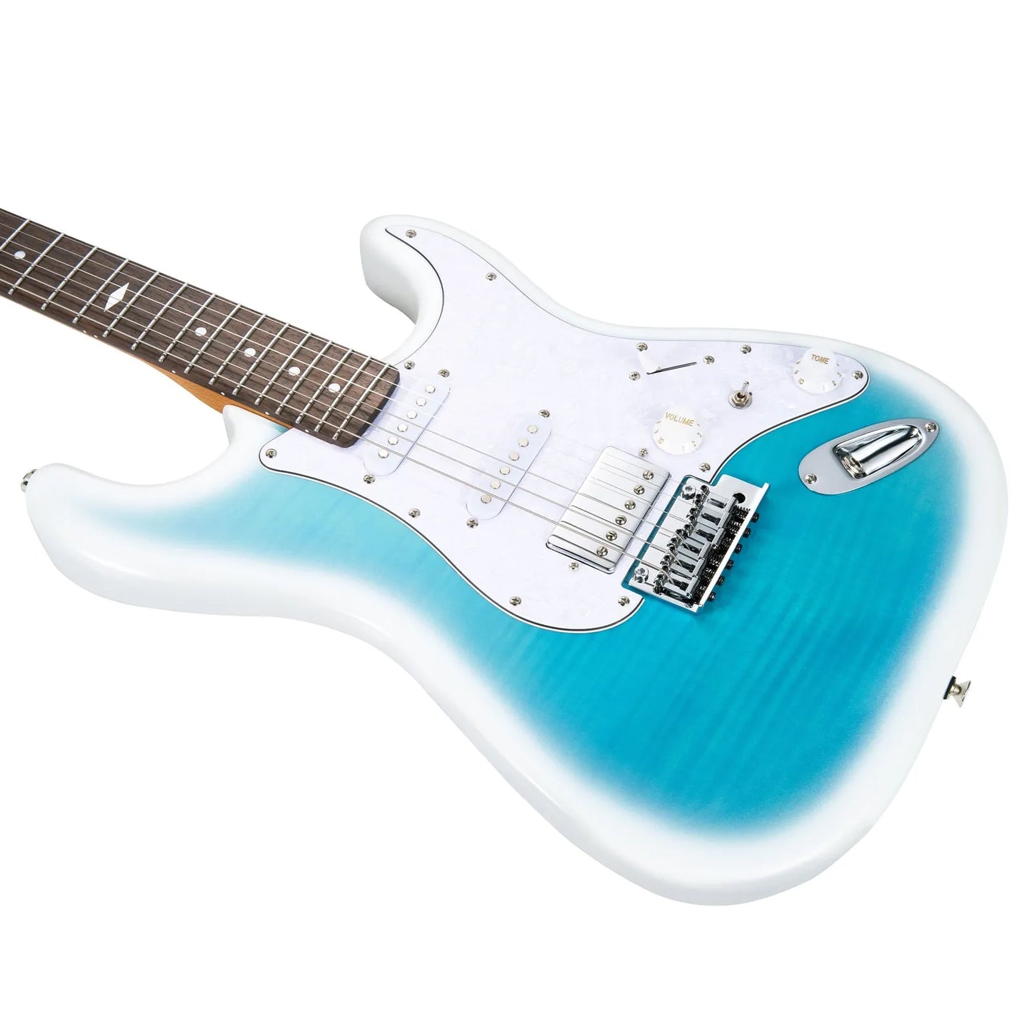 Mooer MSC41 Pro Electric Guitar Dreamy Blue with Flame Maple Top and Roasted Maple Neck — view 3