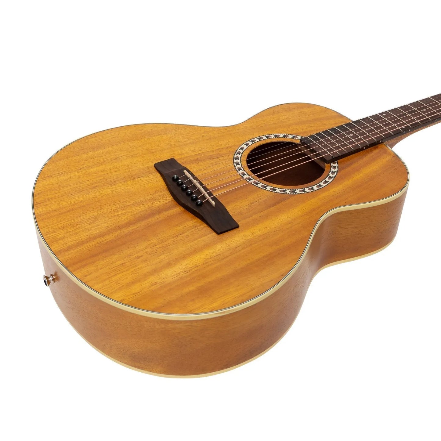 Martinez MZ-SS2L-KOA Left Handed Acoustic Short Scale Guitar Natural Koa Mini Body 6 Strings 23.5" Scale — view 6