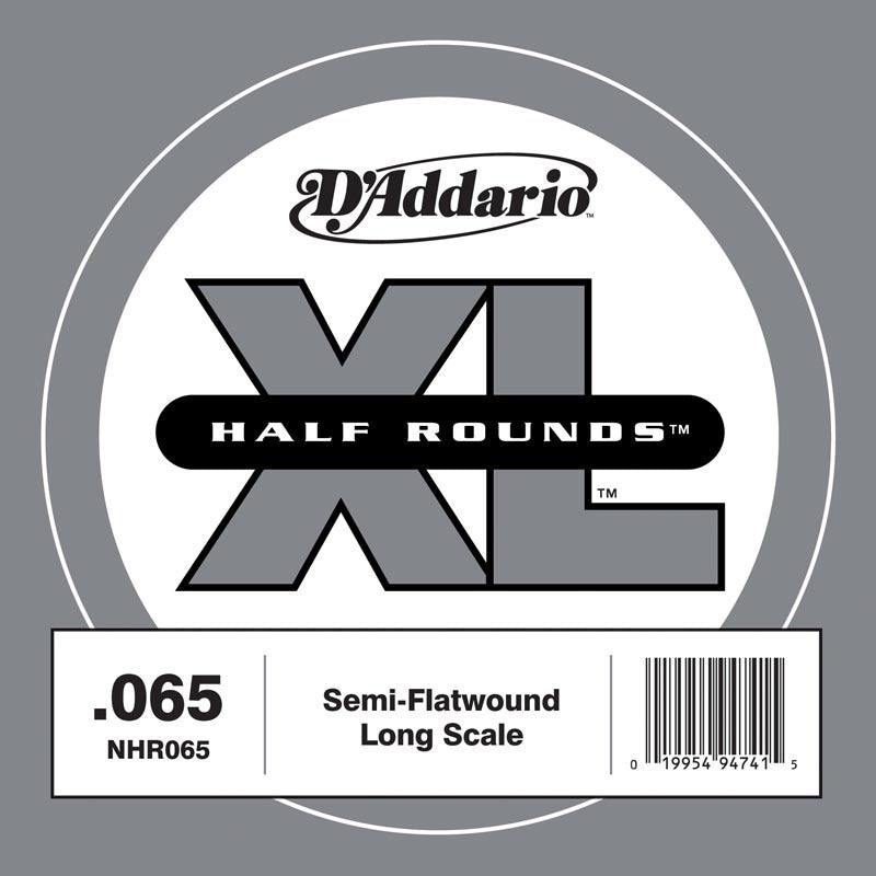 D'Addario NHR065 Half Round Bass Guitar Single String, Long Scale, .065