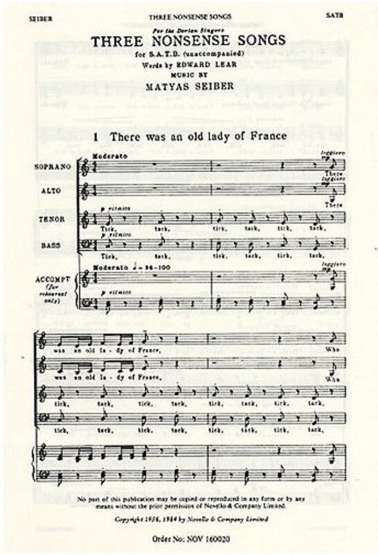 Seiber 3 Nonsense Songs SATB