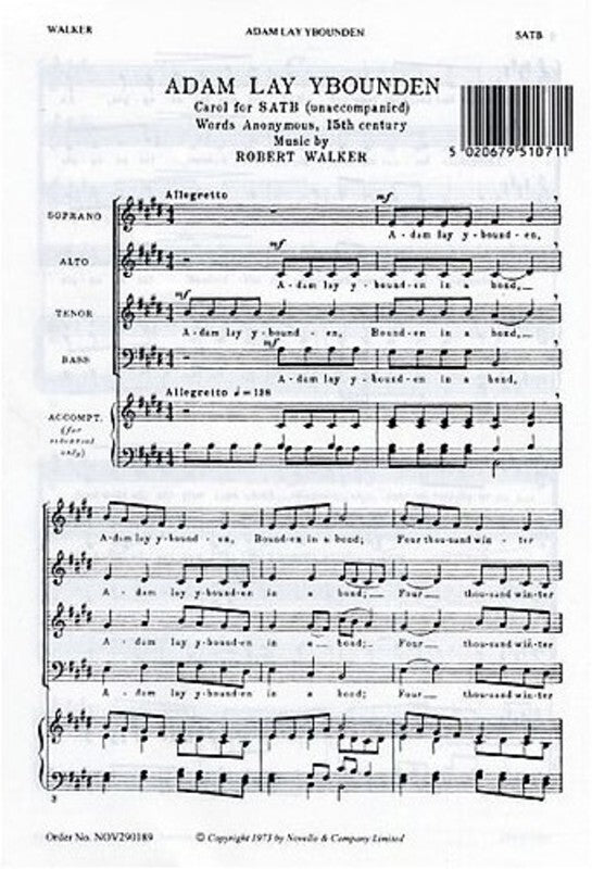 Walker Adam Lay Ybounden SATB