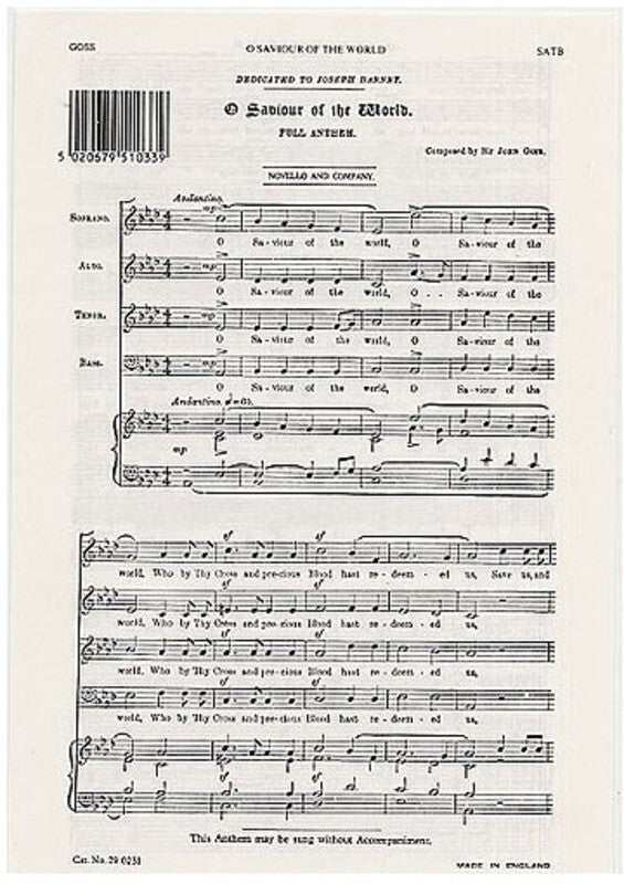 Goss O Saviour Of The World SATB