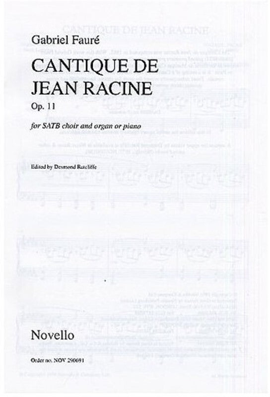 Faure Cantique De Jean Racine Op 11 SATB (Octavo) Book
