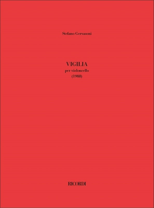 Gervasoni - Vigilia For Cello Solo Softcover Book (Cello)