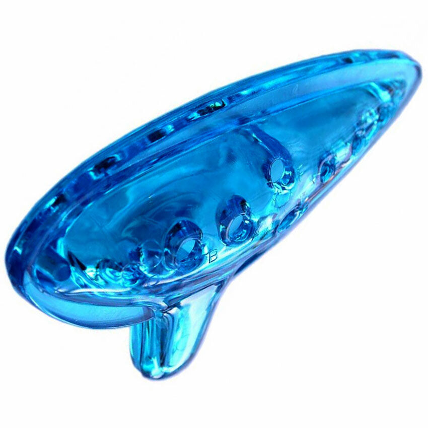Maxtone Plastic Ocarina - Transparent Blue, Key of C, Sound Effects