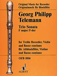 Telemann - Trio Sonata F Major For Treble Recorder/Violin/Bc (Schott Music)