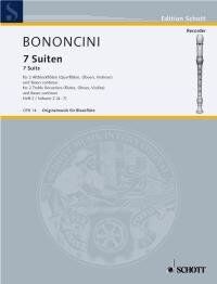 Bononcini - 7 Suites Vol 2 for 2 Treble Recorders/BC, 24 Pages, Schott Music