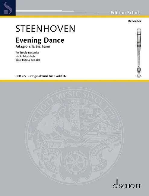Steenhoven Evening Dance Treble Recorder Solo Sheet Music