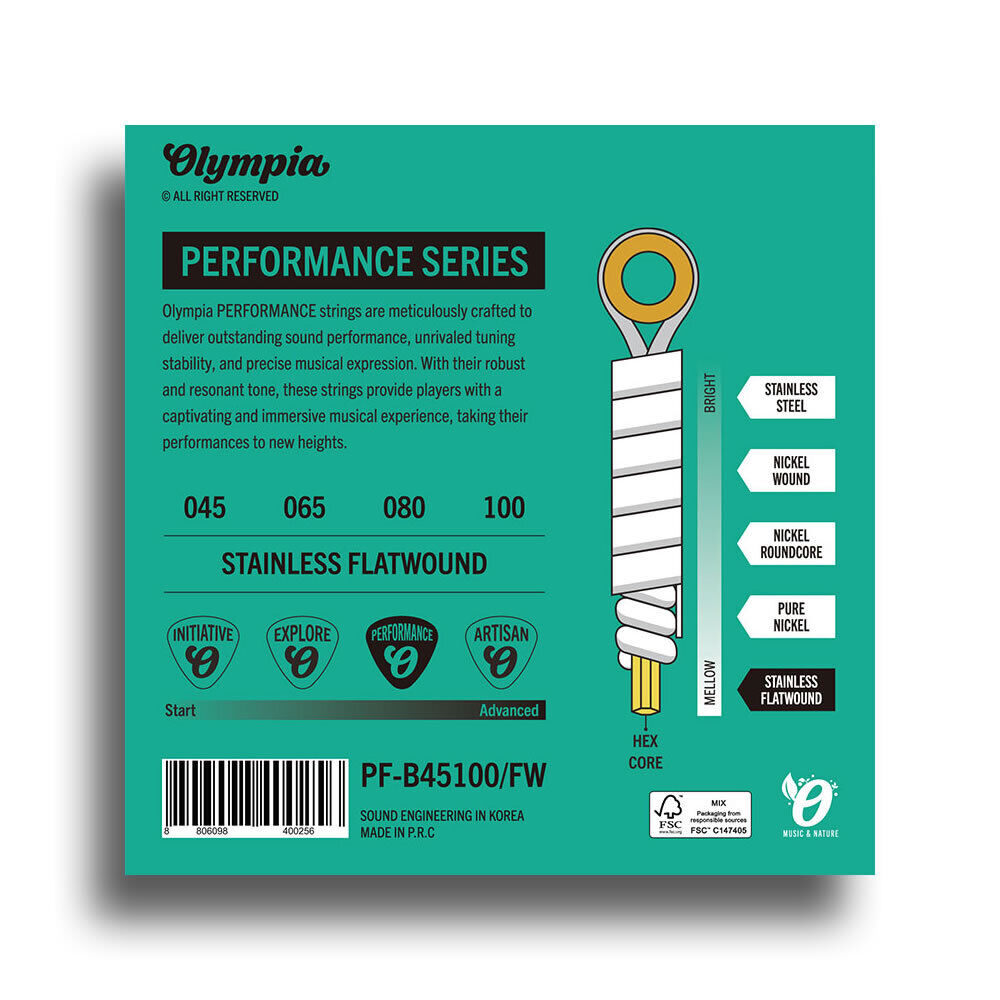Olympia Performance Series Light Flat-Wound Electric Bass String Set 45-100 — view 2