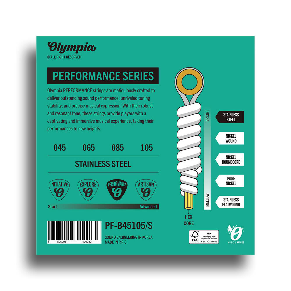 Olympia Performance Series Light Top Medium Bottom Electric Bass String Set 045-105 — view 2