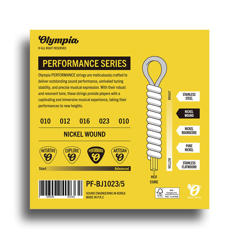 Olympia Performance Series Medium Loop-End Banjo 5-String Set (10-23) — view 2