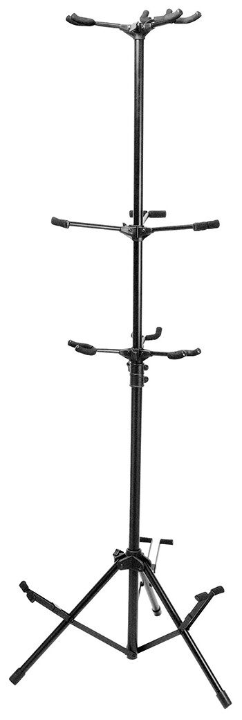 On Stage Multi Guitar Tripod Stand for Six Guitars, Adjustable Height, Black Powder Coat Finish