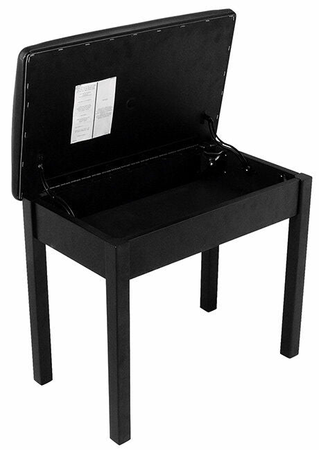 On Stage Flip-Top Keyboard/Piano Bench, Solid Wood & Vinyl, Black, 19.5" Height, 240 lbs Capacity, 1.5" Cushion, Storage Space — view 2