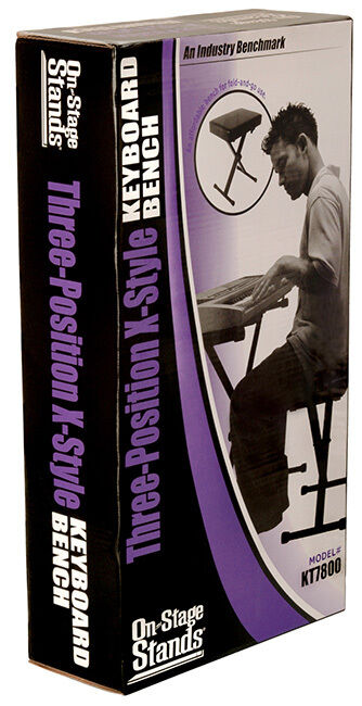 On Stage Three Position X-Style Folding Keyboard Bench with Adjustable Height and 300lbs Capacity — view 3