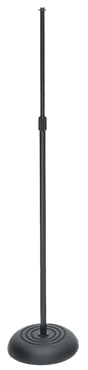 On Stage Straight Mic Stand with 7lb Weighted Round Base, Black Powder Coated