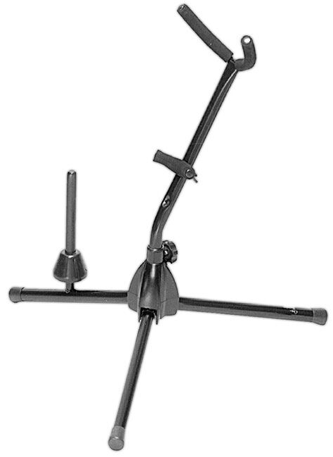 On Stage Alto/Tenor Saxophone Stand with Flute Peg, Black Powder Coat Finish